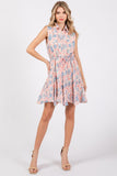 GeeGee Full Size Floral Eyelet Sleeveless Mini Dress - Trendsi