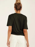Solid V-Neck Short Sleeve T-Shirt - Trendsi - Flyclothing LLC