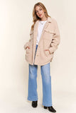 And The Why Teddy Sherpa Button Down Curved Hem Shacket - Trendsi - Flyclothing LLC