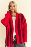 Davi & Dani Cable-Knit Color Block Open Front Cardigan - Trendsi