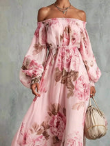 Floral Off Shoulder Maxi Dress - Trendsi - Flyclothing LLC
