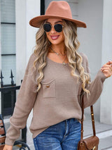 Decor Button Drop Shoulder Knit Top - Trendsi - Flyclothing LLC