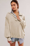 Exposed Seam Side Slit Long Sleeve Sweatshirt - Trendsi - Flyclothing LLC