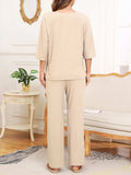 Ribbed Half Sleeve Top and Pocketed Pants Set - Trendsi - Flyclothing LLC