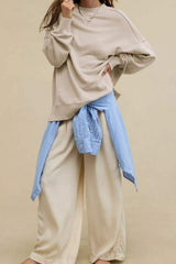 Side Slit Round Neck Long Sleeve Sweatshirt - Trendsi - Flyclothing LLC