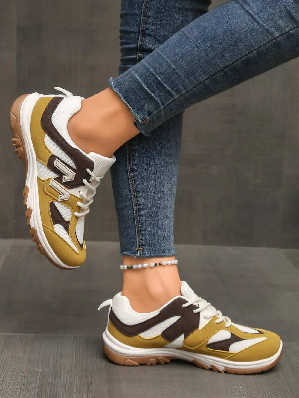 Contrast Lace Up Athletic - Trendsi - Flyclothing LLC