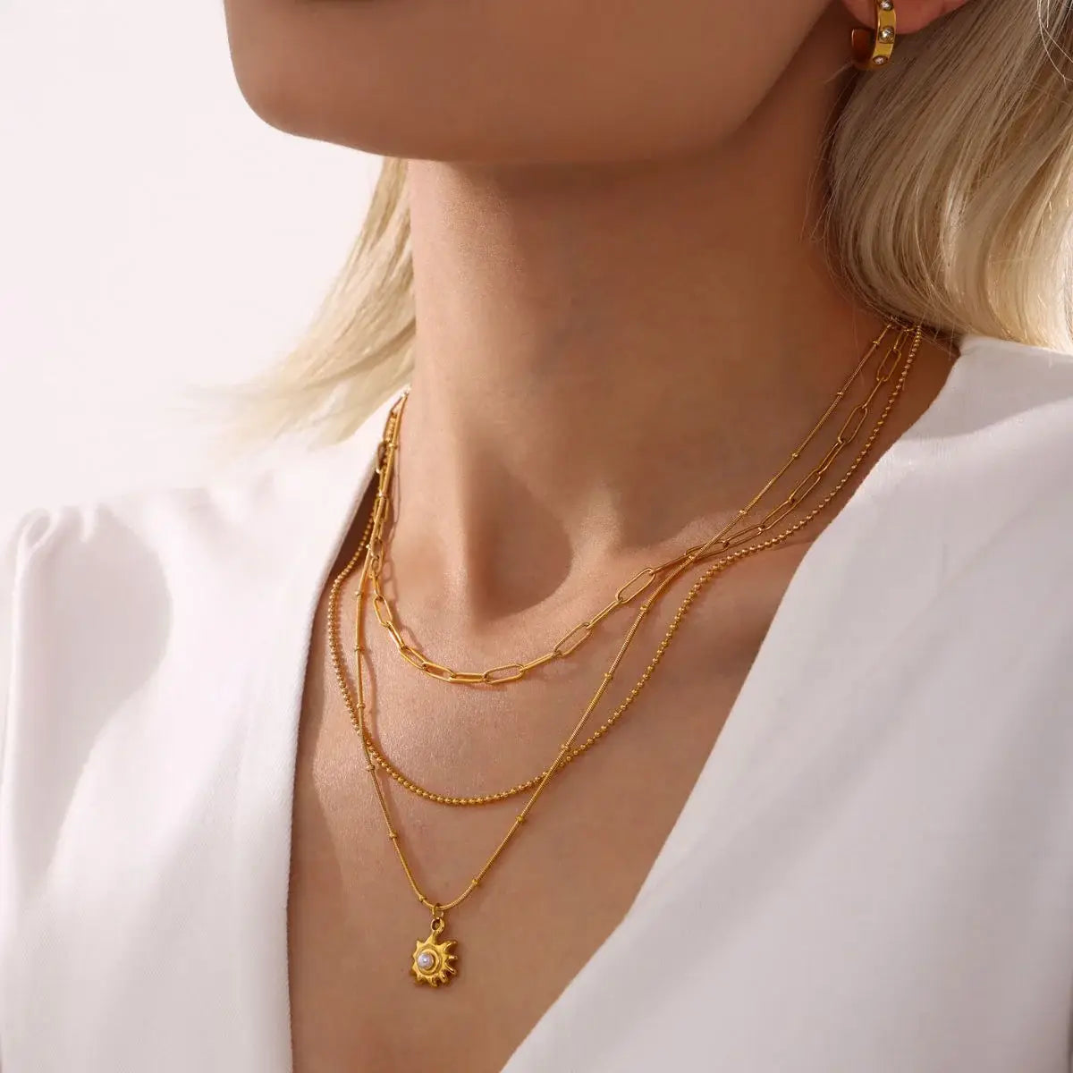 18K Gold-Plated Shell Pearl Necklace - Trendsi - Flyclothing LLC