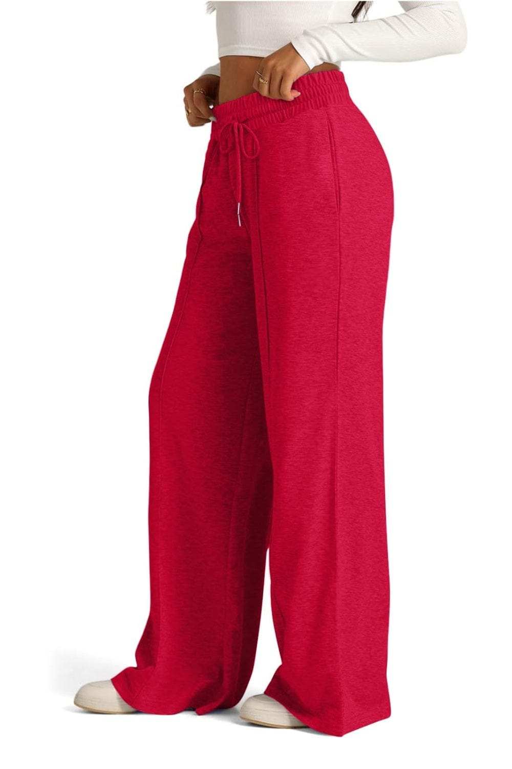 Drawstring Elastic Waist Wide Leg Pants - Trendsi - Flyclothing LLC