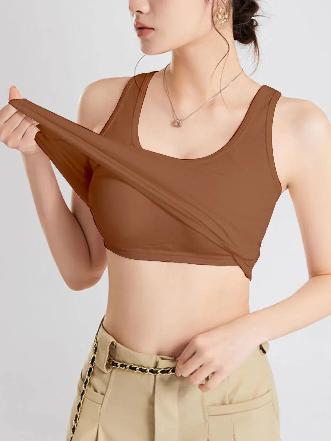 Crisscross Scoop Neck Wide Strap Cropped Tank with Chest Pads - Trendsi - Flyclothing LLC