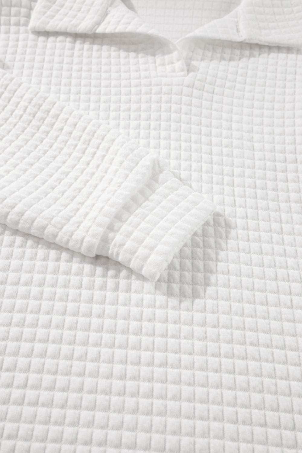 Texture Johnny Collar Long Sleeve Sweatshirt - Trendsi - Flyclothing LLC