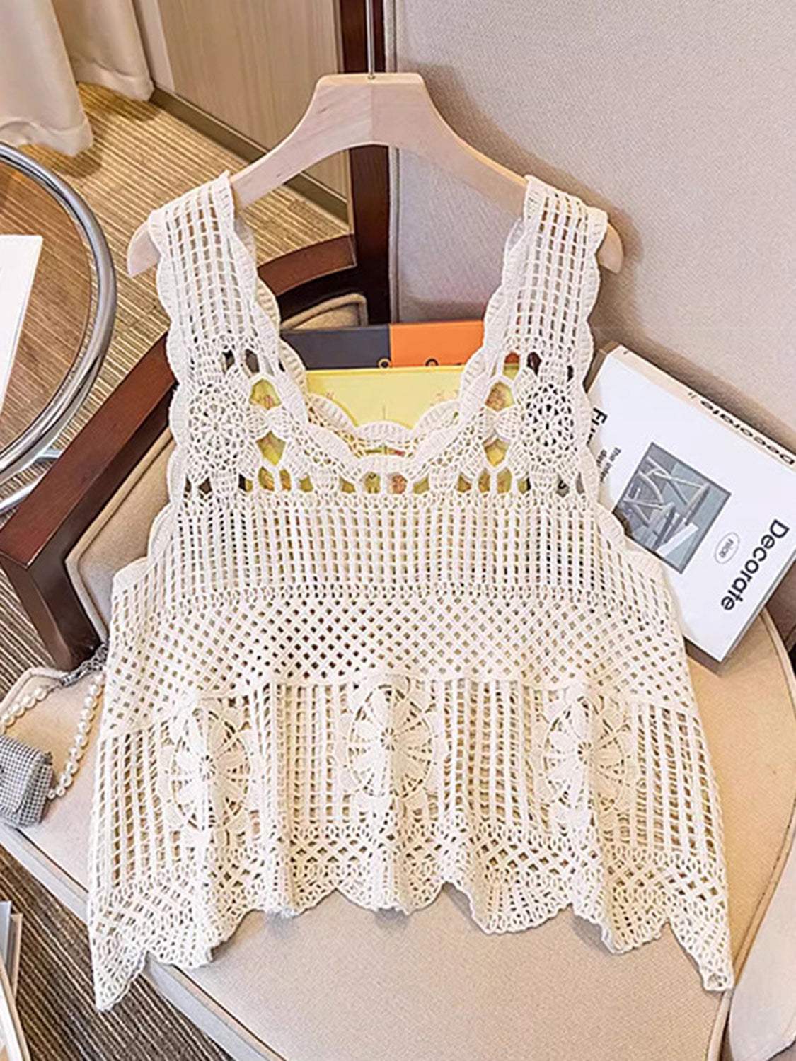 Openwork Scoop Neck Tank - Trendsi - Flyclothing LLC