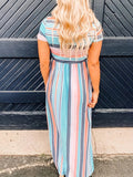 Full Size Striped Round Neck Short Sleeve Dress - Trendsi