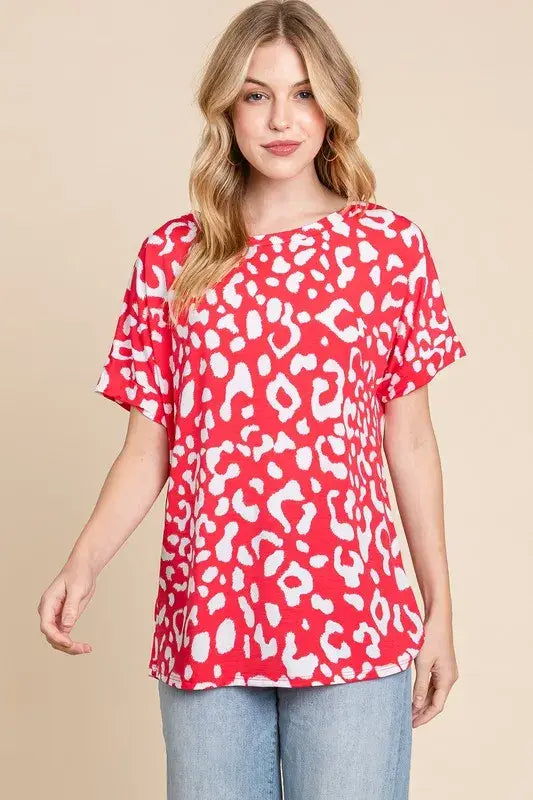 BOMBOM Animal Print Stretchy T-Shirt - Trendsi - Flyclothing LLC