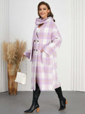 Plaid Button Up Long Sleeve Coat - Trendsi - Flyclothing LLC