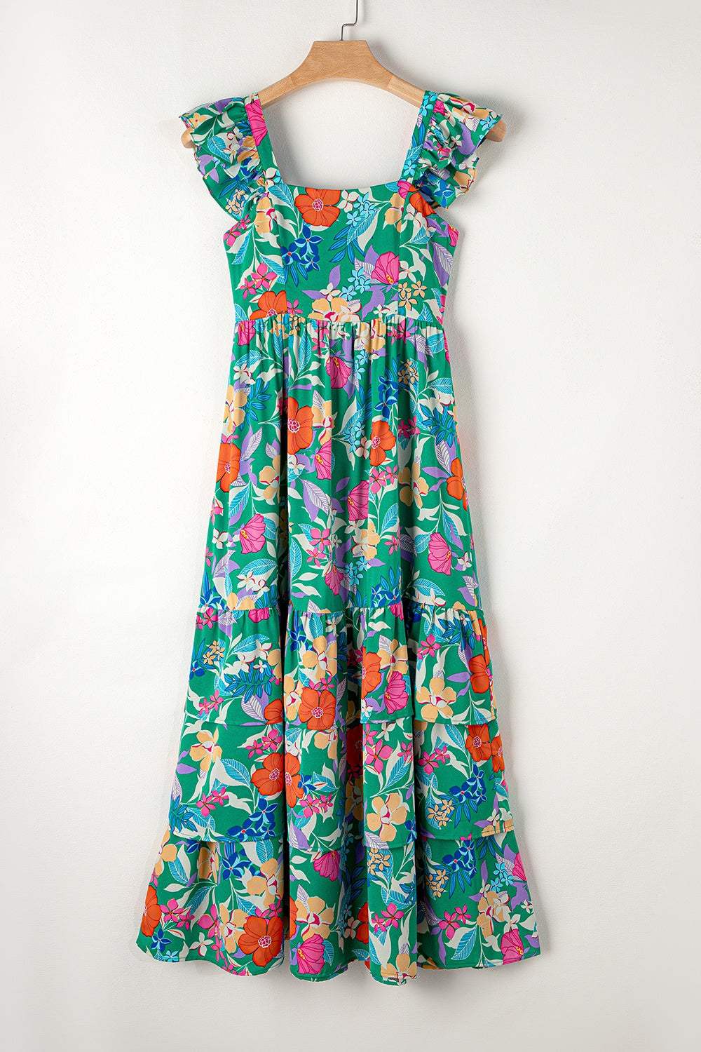 Tiered Ruffled Printed Sleeveless Dress - Trendsi - Flyclothing LLC