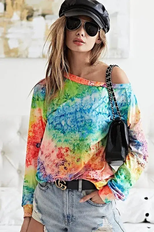 BiBi Tie Dye Soft Knit Jersey T-Shirt - Trendsi - Flyclothing LLC