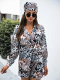 Printed Button Up Long Sleeve Shirt and Shorts Set - Trendsi - Flyclothing LLC