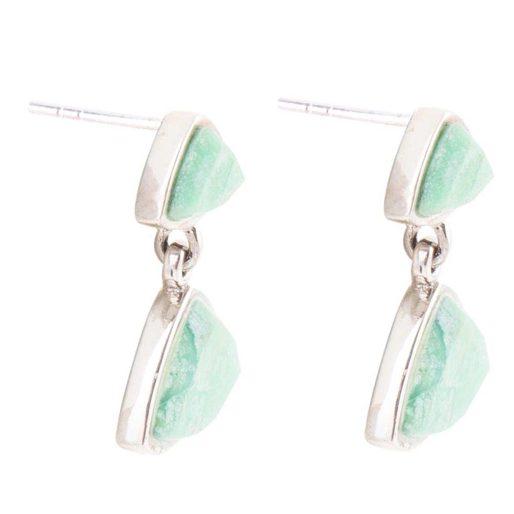 Abstract Green Chrysoprase Sterling Silver Drop Earrings - Barse Jewelry - Flyclothing LLC