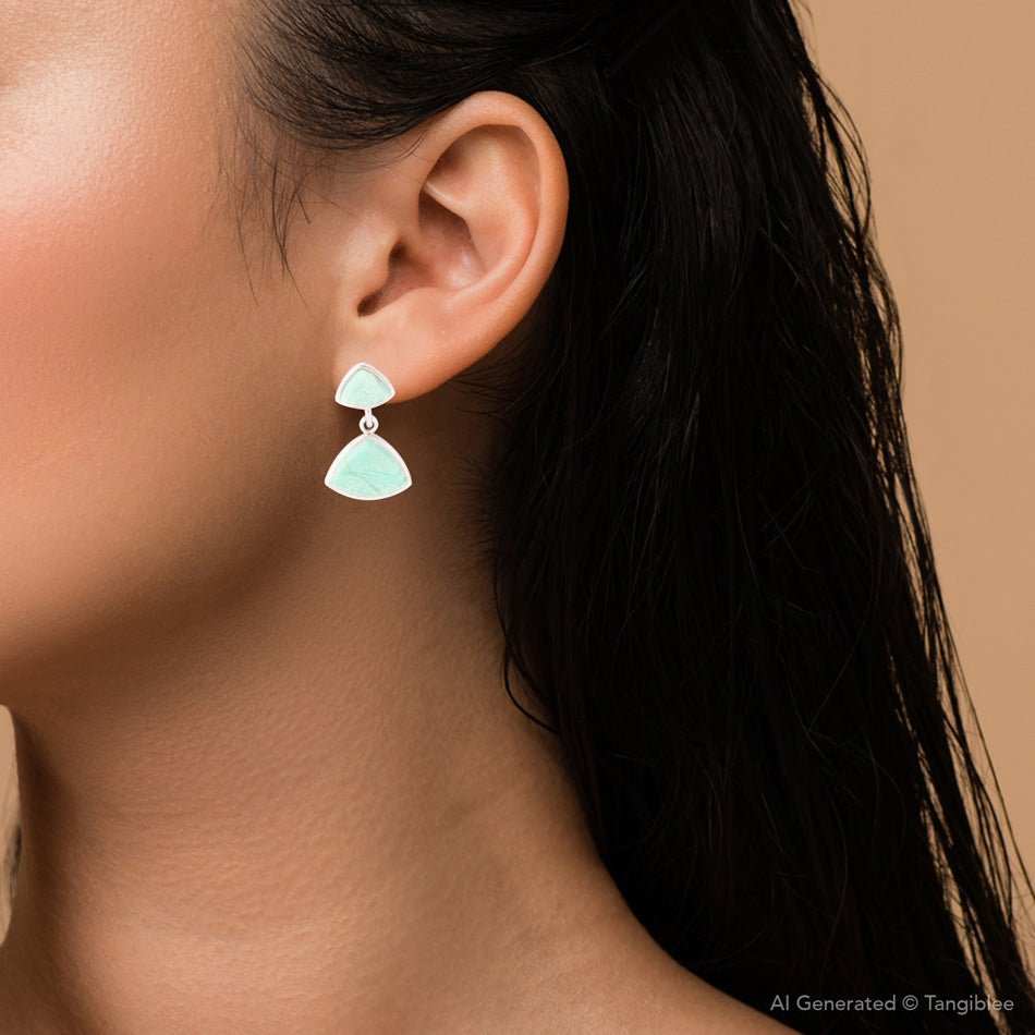Abstract Green Chrysoprase Sterling Silver Drop Earrings - Barse Jewelry - Flyclothing LLC