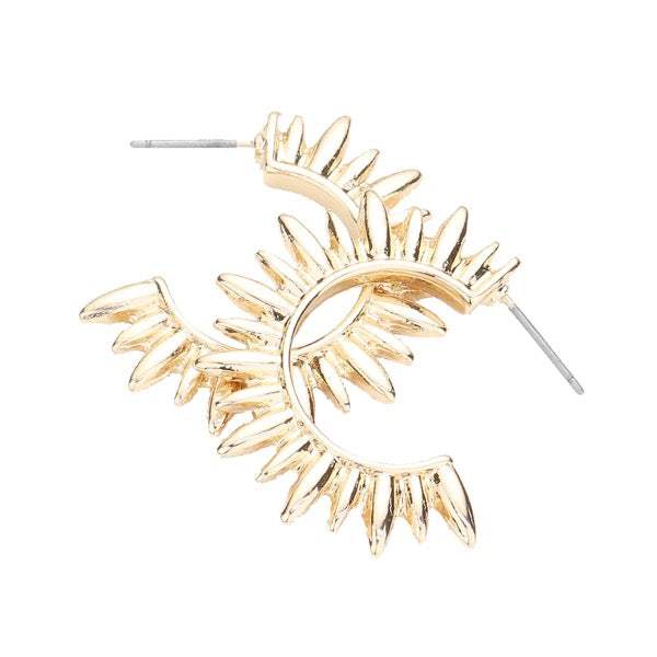 Abstract Metal Spike Detailed Hoop Earrings - Madeline Love - Flyclothing LLC