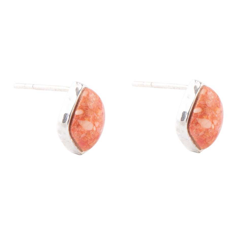 Abstract Orange Sponge Coral and Sterling Silver Stud Earrings - Barse Jewelry - Flyclothing LLC