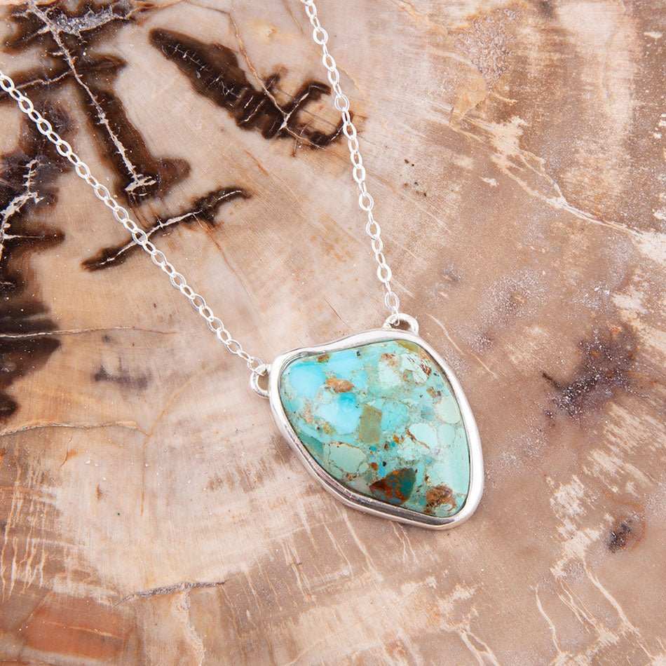 Abstract Blue Turquoise and Sterling Silver Pendant Necklace - Barse Jewelry - Flyclothing LLC