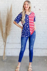 And The Why American Flag Short Sleeve Top - Trendsi - Flyclothing LLC