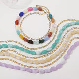 2 Piece Colorful Beaded Chain Necklace - Trendsi - Flyclothing LLC