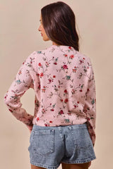 SO ME Floral Print Button Front Sweater Cardigan Top - Trendsi - Flyclothing LLC