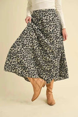 Aemi+Co Leopard Midi Skirt - Trendsi - Flyclothing LLC