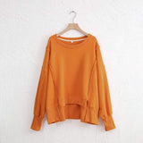 Exposed Seam High-Low Long Sleeve Sweatshirt - Trendsi - Flyclothing LLC