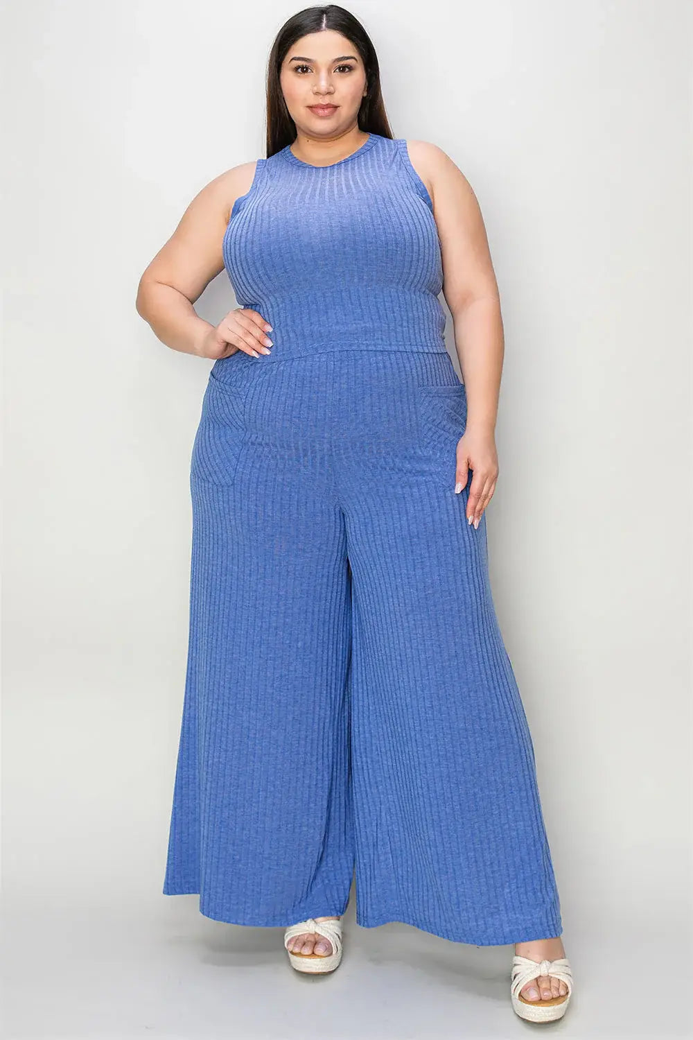 Basic Bae Full Size Ribbed Tank and Wide Leg Pants Set - ShopBasicbae - Flyclothing LLC
