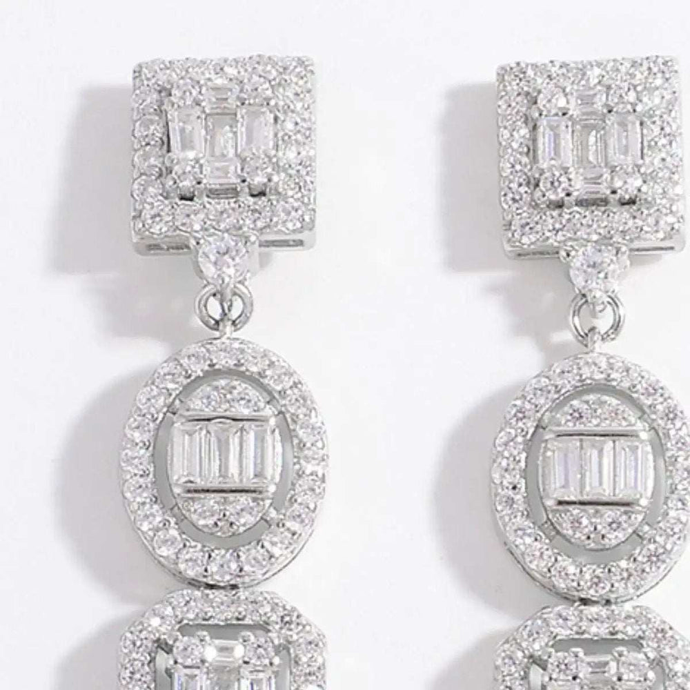 925 Sterling Silver Inlaid Zircon Earrings - Trendsi - Flyclothing LLC