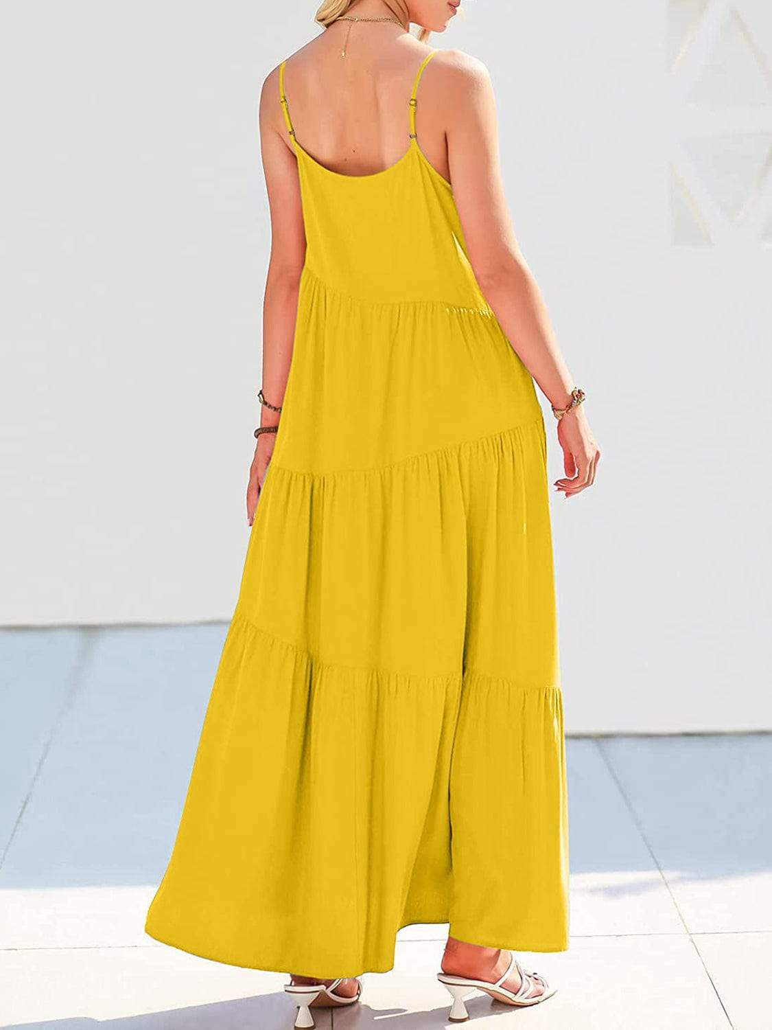 Full Size Ruched Tiered Spaghetti Strap Dress - Trendsi - Flyclothing LLC