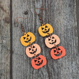 Wooden Contrast Pumpkin Earrings - Trendsi