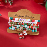 6 Piece Christmas Beaded Bracelet - Trendsi - Flyclothing LLC