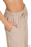 Zenana Woven Crepe Elastic Band Pants - Trendsi - Flyclothing LLC