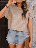 Round Neck Short Sleeve Blouse - Trendsi