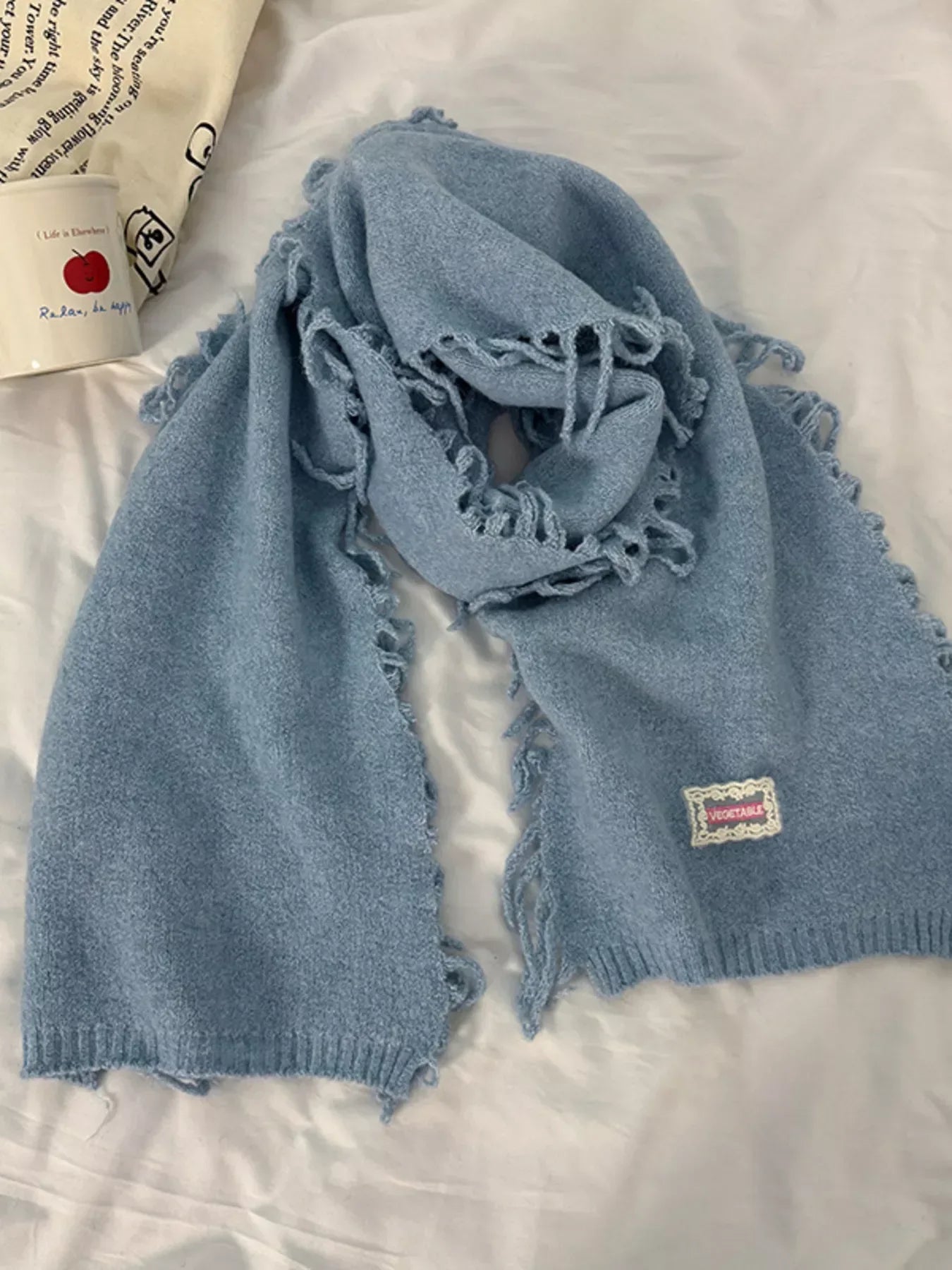 Knitted Fringe Scarf - Trendsi - Flyclothing LLC