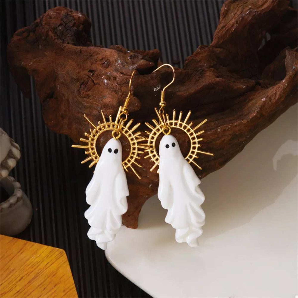 Halloween Sunburst Ghost Drop Earrings - Trendsi - Flyclothing LLC