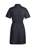 Full Size Zip Front Short Sleeve Denim Dress Plus Size - Trendsi - Flyclothing LLC