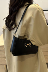 Bow Trim PU Leather Shoulder Bag - Trendsi