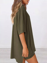 Full Size Half Sleeve T-Shirt and Shorts Set Plus Size - Trendsi - Flyclothing LLC