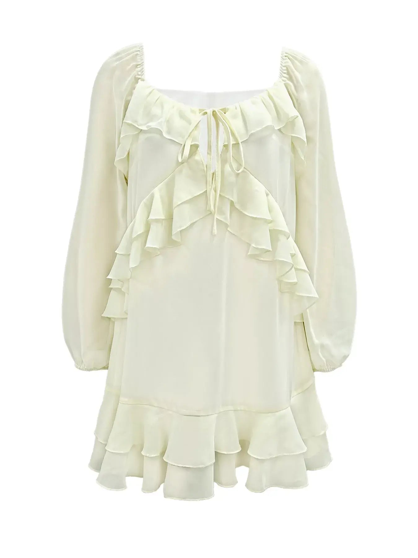 Ruffle Trimmed Long Sleeve Mini Dress - Trendsi - Flyclothing LLC