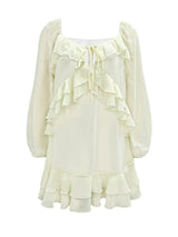 Ruffle Trimmed Long Sleeve Mini Dress - Trendsi - Flyclothing LLC
