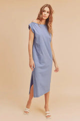 Aemi + Co Side Slit Round Neck Sleeveless Midi Dress - Trendsi - Flyclothing LLC