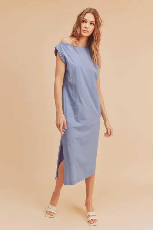 Aemi + Co Side Slit Round Neck Sleeveless Midi Dress - Trendsi - Flyclothing LLC
