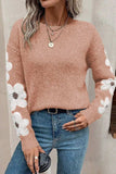 Flower Round Neck Long Sleeve Sweater - Trendsi - Flyclothing LLC