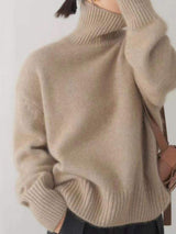 Turtleneck Dropped Shoulder Long Sleeve Sweater - Trendsi - Flyclothing LLC