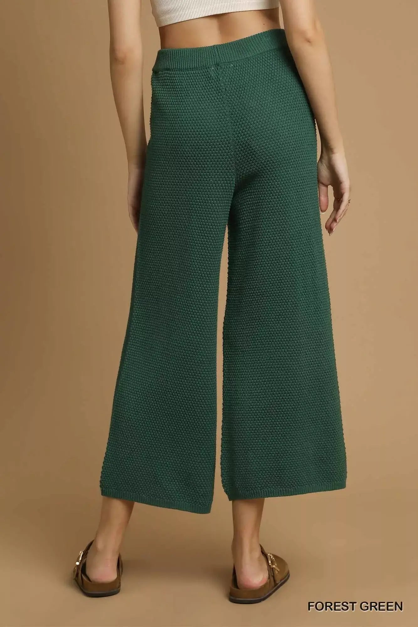 Umgee Textured Knit Wide Leg Pants - Trendsi - Flyclothing LLC